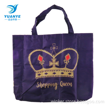 wholesale custom nylon purple tote bag with pocket